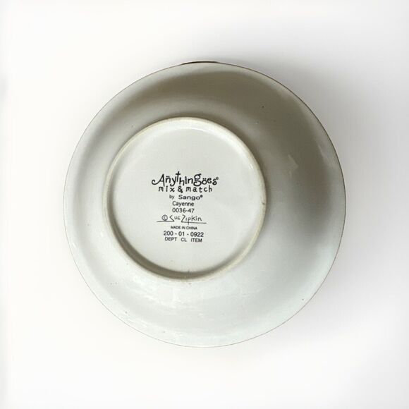 AnythingGoes by Sango Cayenne Rimmed Cereal/ Soup Bowls 7 3/4" Sue Zipkin Set 3 - Picture 5 of 5